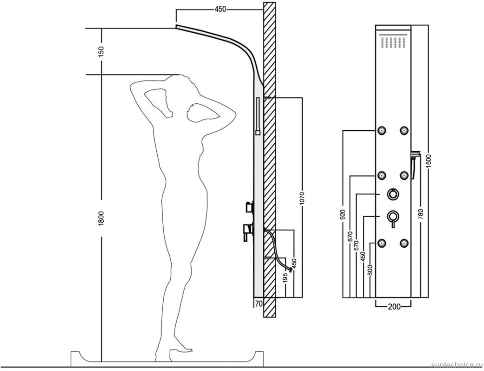 Душевая панель Aquanet Galaxy Black AP40-04
