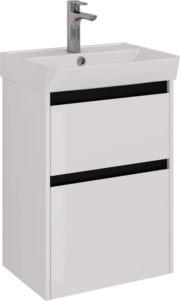 Тумба под раковину Lemark Combi 50 черная, белая глянцевая