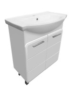 Тумба с раковиной Runo Эрика 75 напольная, глянцевая белая