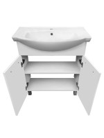 Тумба с раковиной Runo Эрика 75 напольная, глянцевая белая