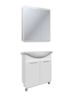 Тумба с раковиной Runo Эрика 75 напольная, глянцевая белая