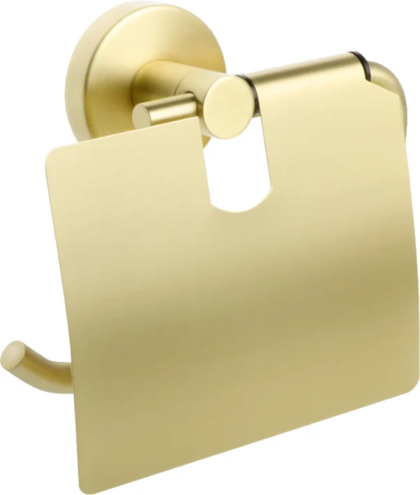 Держатель туалетной бумаги Fixsen Comfort Gold FX-87010 с крышкой, золото сатин