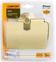 Держатель туалетной бумаги Fixsen Comfort Gold FX-87010 с крышкой, золото сатин