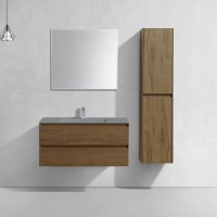 Тумба с раковиной Vincea Luka 100, 2 ящика, дуб табак, с серой раковиной