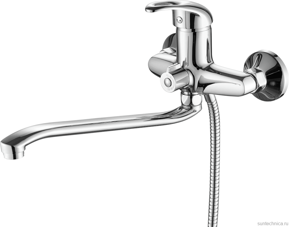 Смеситель с длинным изливом для ванны Fashun A2203 хром