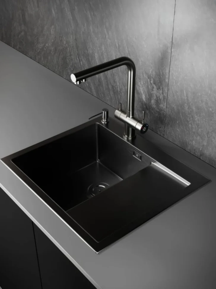 Мойка кухонная РМС MRK-5851BL-L c дозатором, графит