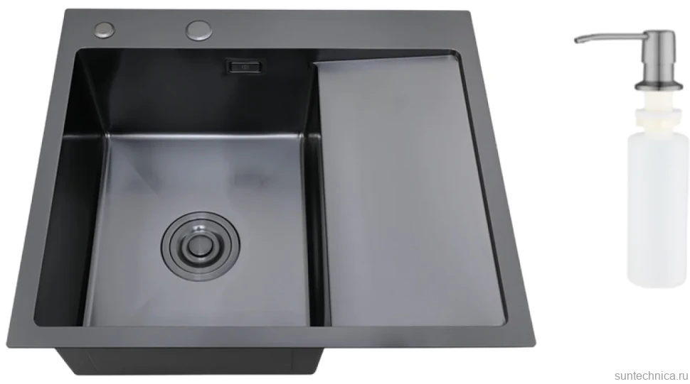 Мойка кухонная РМС MRK-5851BL-L c дозатором, графит