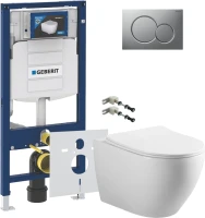 Комплект Унитаз подвесной Vincea Esse + Крепления Geberit Duofix 111.815.00.1 к стене + Инсталляция UP 320 111.300.00.5 + Кнопка Sigma 01 115.770.JQ.5 лакированная, матовый хром + Звукоизоляция