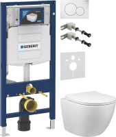Комплект Унитаз подвесной Vincea Globo + Крепления Geberit Duofix 111.815.00.1 к стене + Звукоизоляция + Инсталляция UP 320 111.300.00.5 + Кнопка Sigma 01 115.770.11.5 белая