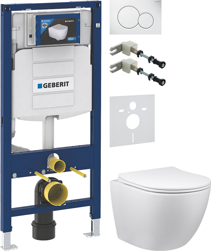 Комплект Унитаз подвесной Vincea Globo + Крепления Geberit Duofix 111.815.00.1 к стене + Звукоизоляция + Инсталляция UP 320 111.300.00.5 + Кнопка Sigma 01 115.770.11.5 белая