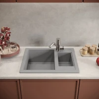 Мойка кухонная Domaci Болонья М-19-006 светло-серая Мойка кухонная Domaci Болонья М-19-006 светло-серая