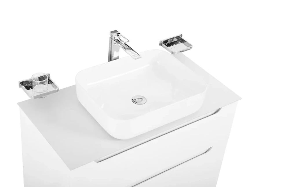 Тумба с раковиной BelBagno Etna 80 2 ящика, со столешницей, bianco lucido