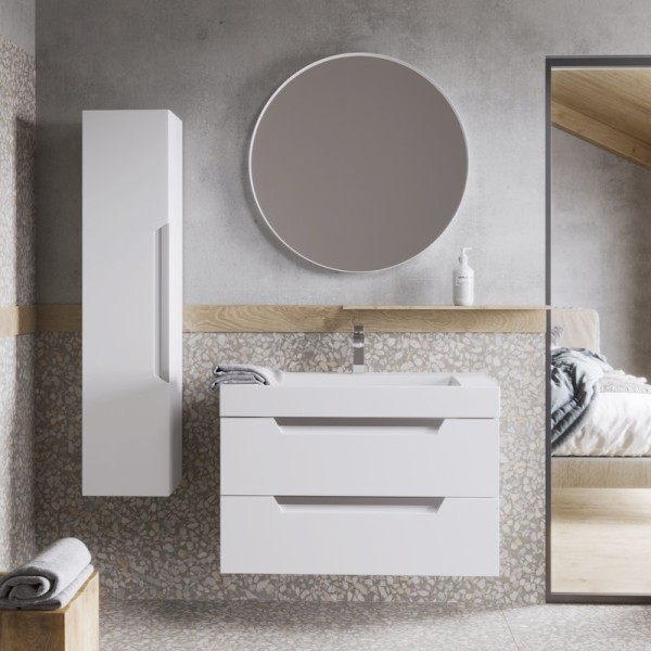 Мебель для ванной комнаты Aqwella Cube 90 белая матовая