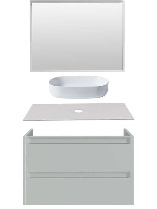 Мебель для ванной комнаты Allen Brau Fantasy 2.0 100 матовый папирус, столешница бежевая, раковина Fantasy Oval 55, белая