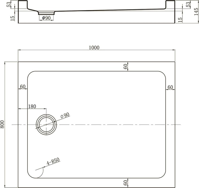 Поддон для душа Veconi Tezeo acrylic TZ-54B 100x80, черный