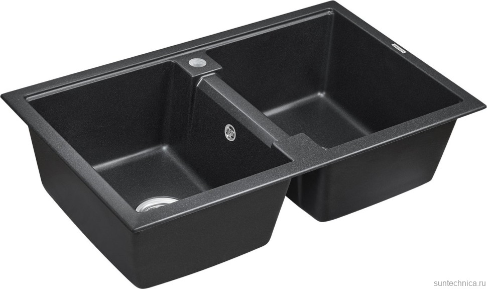 Комплект Мойка Paulmark Tandem 80/2PM238150-BL черная + Измельчитель Bone Crusher BC 910-AS
