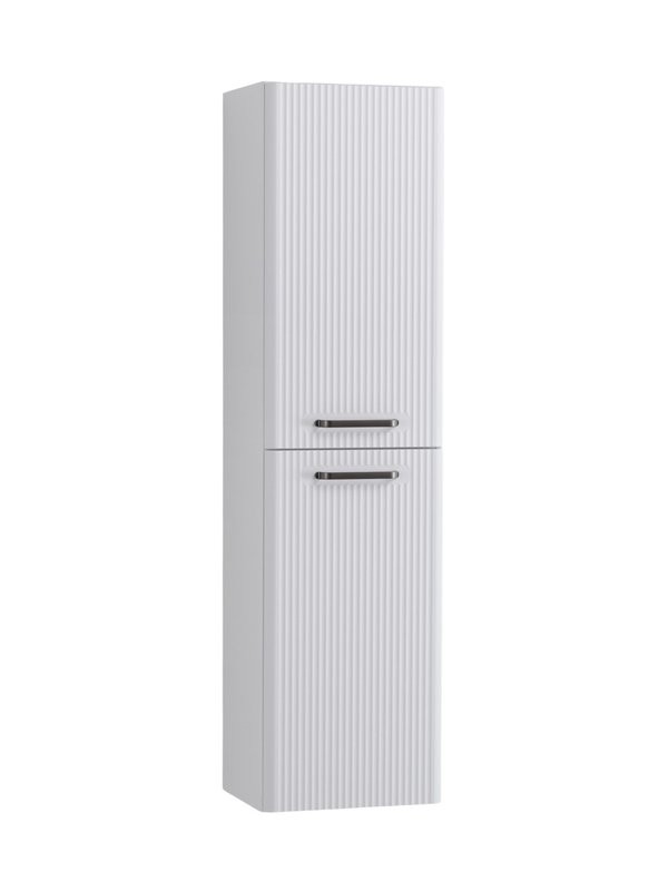 Шкаф-пенал для ванной BelBagno Due 40 подвесной, ручки матовый темный никель, белый металлик