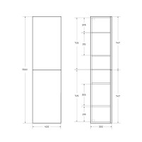 Шкаф-пенал для ванной BelBagno Due 40 подвесной, ручки матовый темный никель, белый металлик