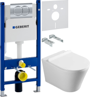 Комплект Унитаз подвесной Vincea Vito + Инсталляция Geberit Duofix Delta 458.149.21.1 с кнопкой смыва, хром + Звукоизоляция