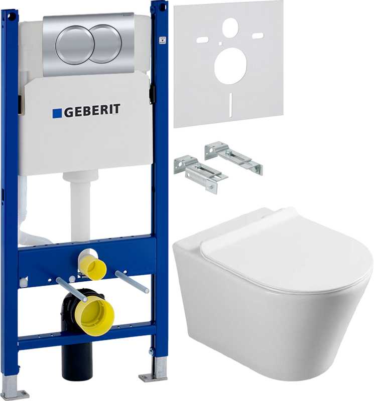 Комплект Унитаз подвесной Vincea Vito + Инсталляция Geberit Duofix Delta 458.149.21.1 с кнопкой смыва, хром + Звукоизоляция