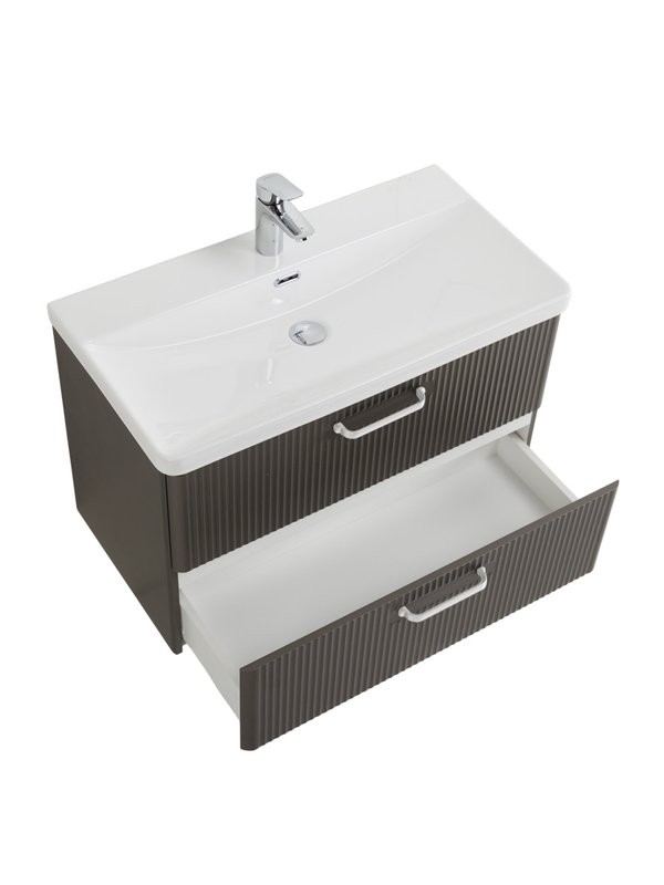 Мебель для ванной комнаты BelBagno Due 80 ручки белые, оружейная сталь