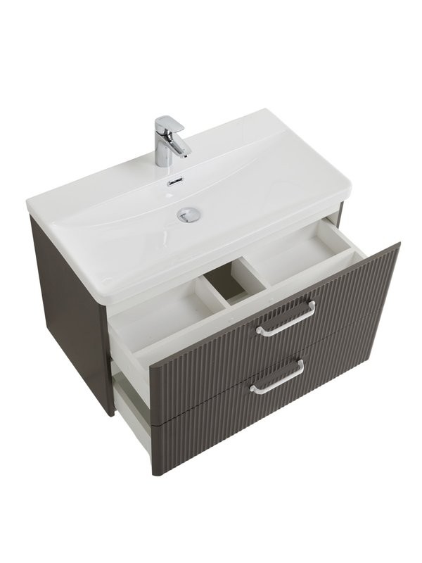 Мебель для ванной комнаты BelBagno Due 80 ручки белые, оружейная сталь