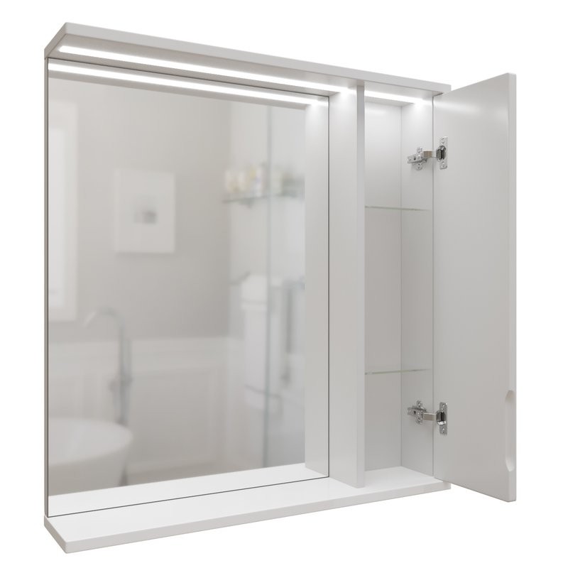 Зеркало Mixline Лайн 60 правое с подсветкой, белое