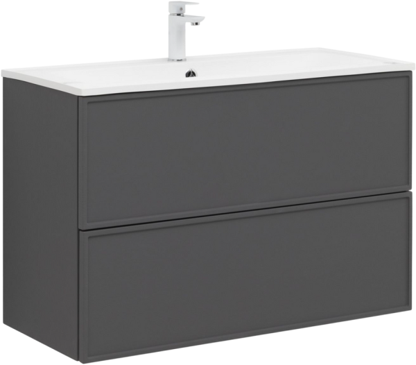 Тумба с раковиной Aquanet Арт 90 подвесная, ясень графит