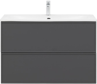 Тумба с раковиной Aquanet Арт 90 подвесная, ясень графит