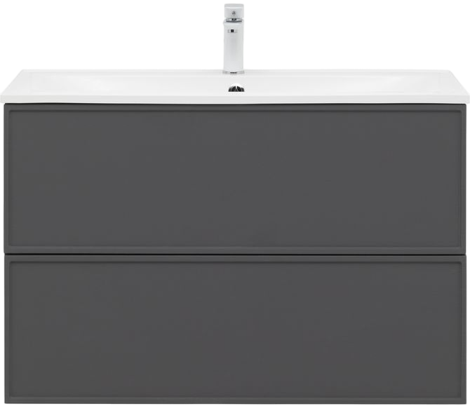 Тумба с раковиной Aquanet Арт 90 подвесная, ясень графит