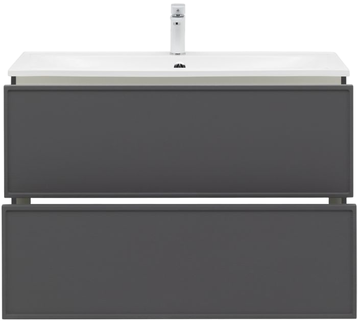 Тумба с раковиной Aquanet Арт 90 подвесная, ясень графит