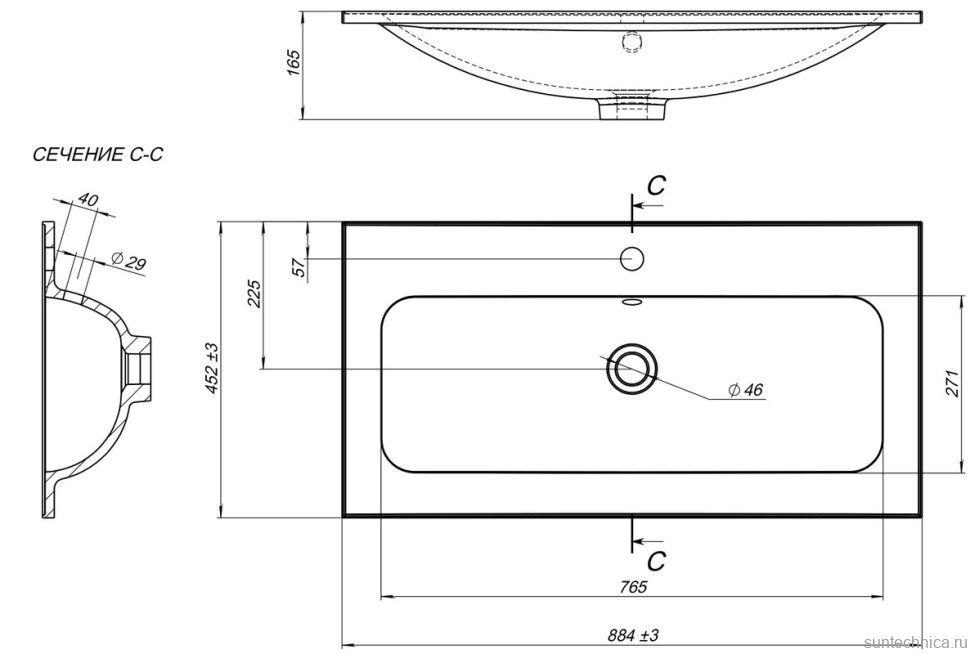 Тумба с раковиной Aquanet Арт 90 подвесная, ясень графит