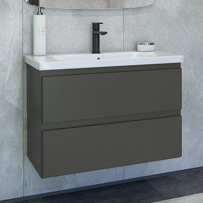 Тумба под раковину без столешницы Caprigo Forte 80 подвесная, графит