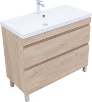 Тумба под раковину без столешницы Aquanet Нота New 100 напольная, 2 ящика, дуб светлый
