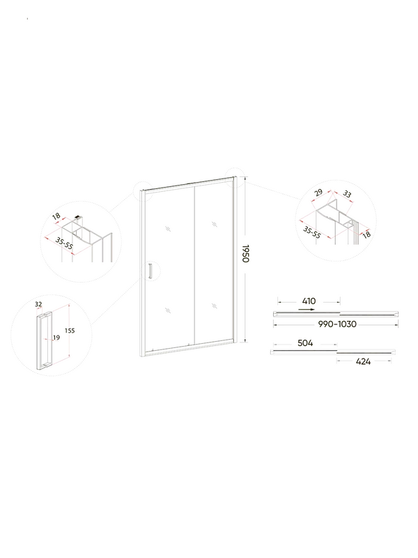 Душевой уголок Veconi Rovigo RV-046 100x120x195, профиль матовый хром, стекло прозрачное