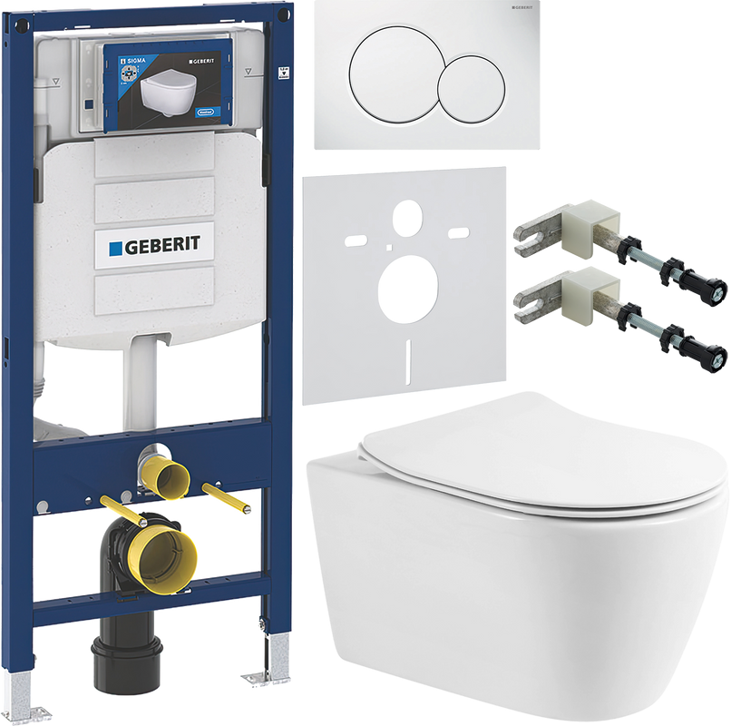 Комплект Унитаз подвесной BelBagno Marino BB105CHR безободковый + Крышка BB2034SC с микролифтом + Инсталляция Geberit Duofix UP 320 111.300.00.5 + Кнопка Sigma 01 115.770.11.5 белая + Крепления 111.815.00.1 к стене + Звукоизоляция