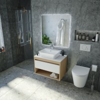 Тумба с раковиной Teymi Ritta 65 дуб эврика, матовая белая, раковина Aina 49