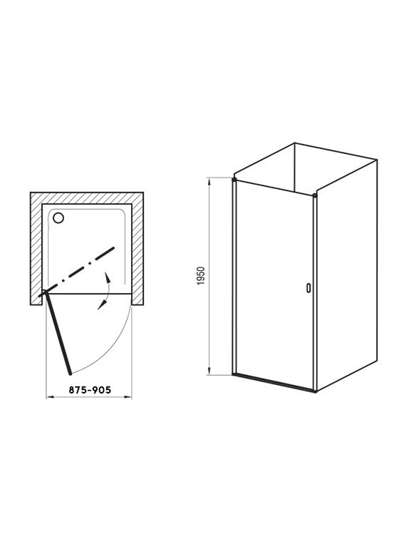 Душевая дверь в нишу Ravak Chrome CSD1-90 профиль белый, стекло прозрачное