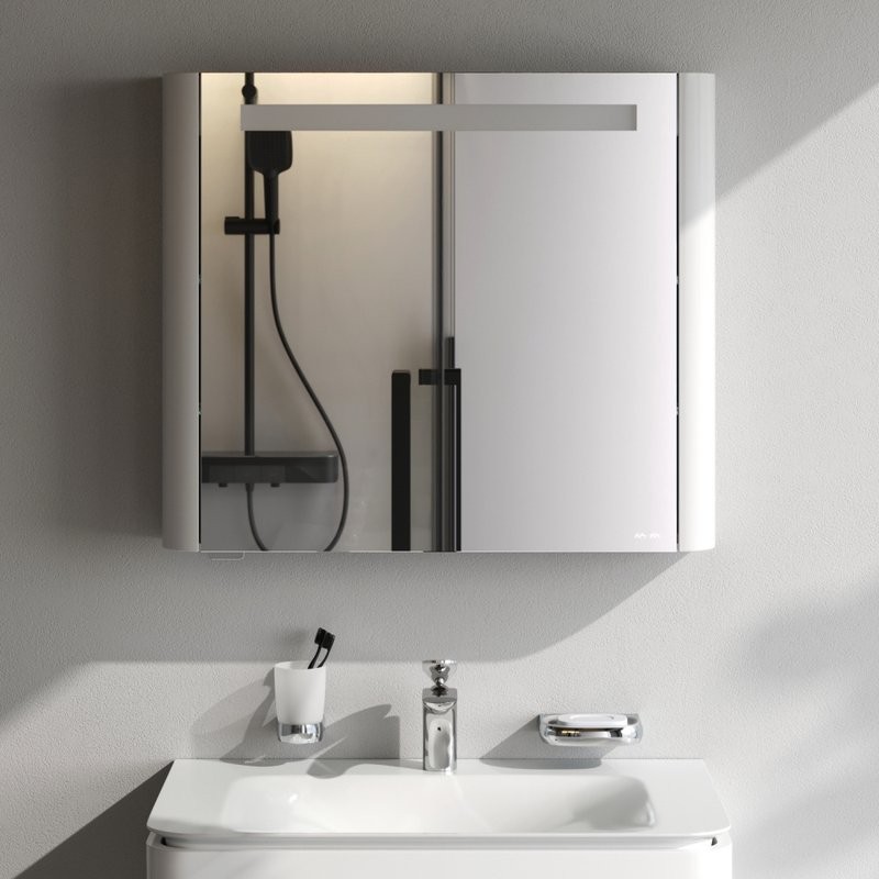 Зеркало-шкаф AM.PM Sensation 80 L с подсветкой, белый глянец