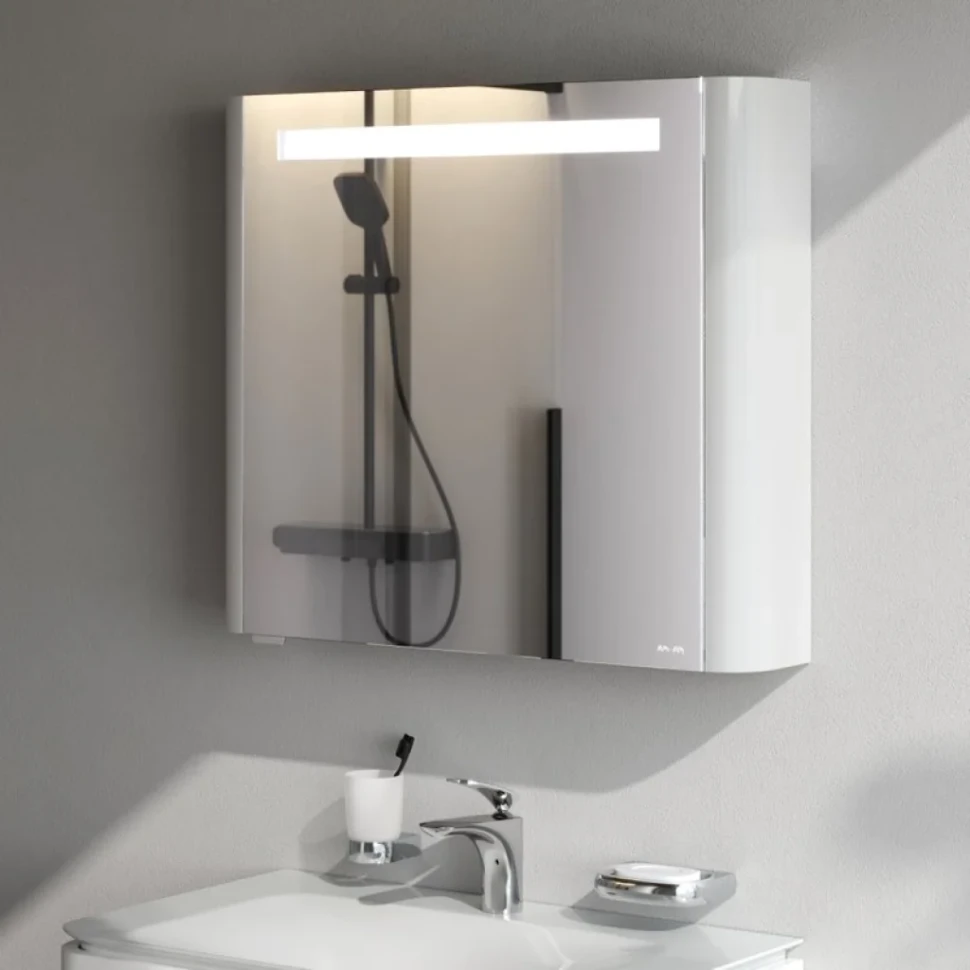 Зеркало-шкаф AM.PM Sensation 80 L с подсветкой, белый глянец