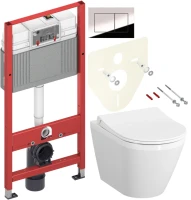 Комплект Унитаз подвесной VitrA Integra Round 7041B003-0075 + Крышка + Инсталляция TECE Now 9400412 4 в 1 с кнопкой смыва