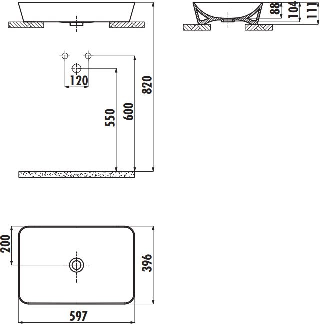 Накладная раковина Creavit Ultra UL060-00BM00E-0000 базальт