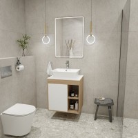 Тумба с раковиной Teymi Nura 60 дуб эврика, матовая белая, раковина Aina 49