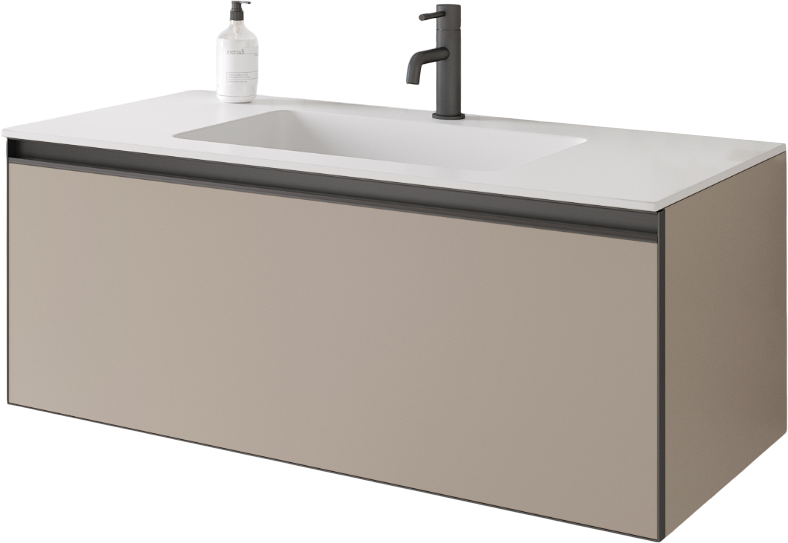 Тумба под раковину без столешницы Armadi Art Quatro 1 100 daphne, профиль anthracite