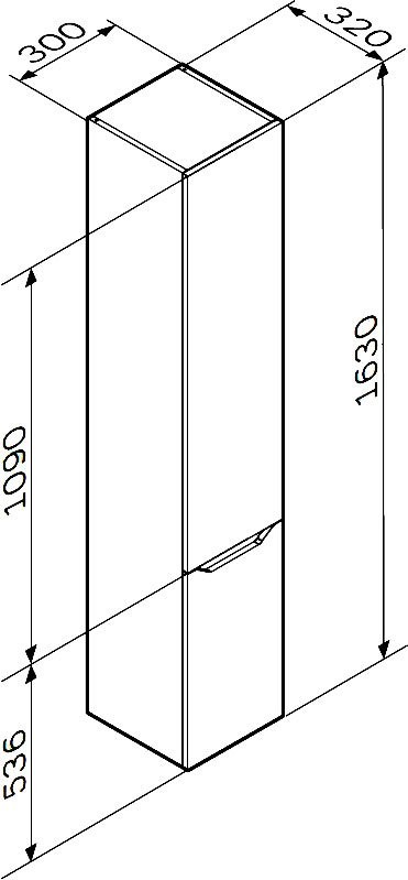 Шкаф-пенал для ванной AM.PM Tender R подвесной, белый глянец