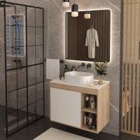 Тумба подвесная Teymi Nura 80, дуб эврика/белый матовый T60533