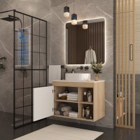 Тумба подвесная Teymi Nura 80, дуб эврика/белый матовый T60533