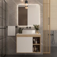 Тумба подвесная Teymi Nura 80, дуб эврика/белый матовый T60533