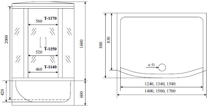 Душевой бокс Timo Comfort T-8840F Fabric Glass