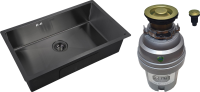 Комплект Мойка Zorg Inox PVD 7444 grafit + Измельчитель ZR-75 D BRONZE